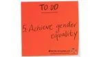 Red sticky note with Achieve gender equality written on it