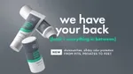 Pictured: Dove Men+Care's Whole Body Deodorant in spray, stick and cream formats. Text reads: We have your back, front and everything in between.